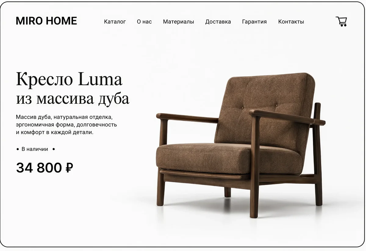 Карточка товара «Кресло Luma» на сайте MIRO HOME