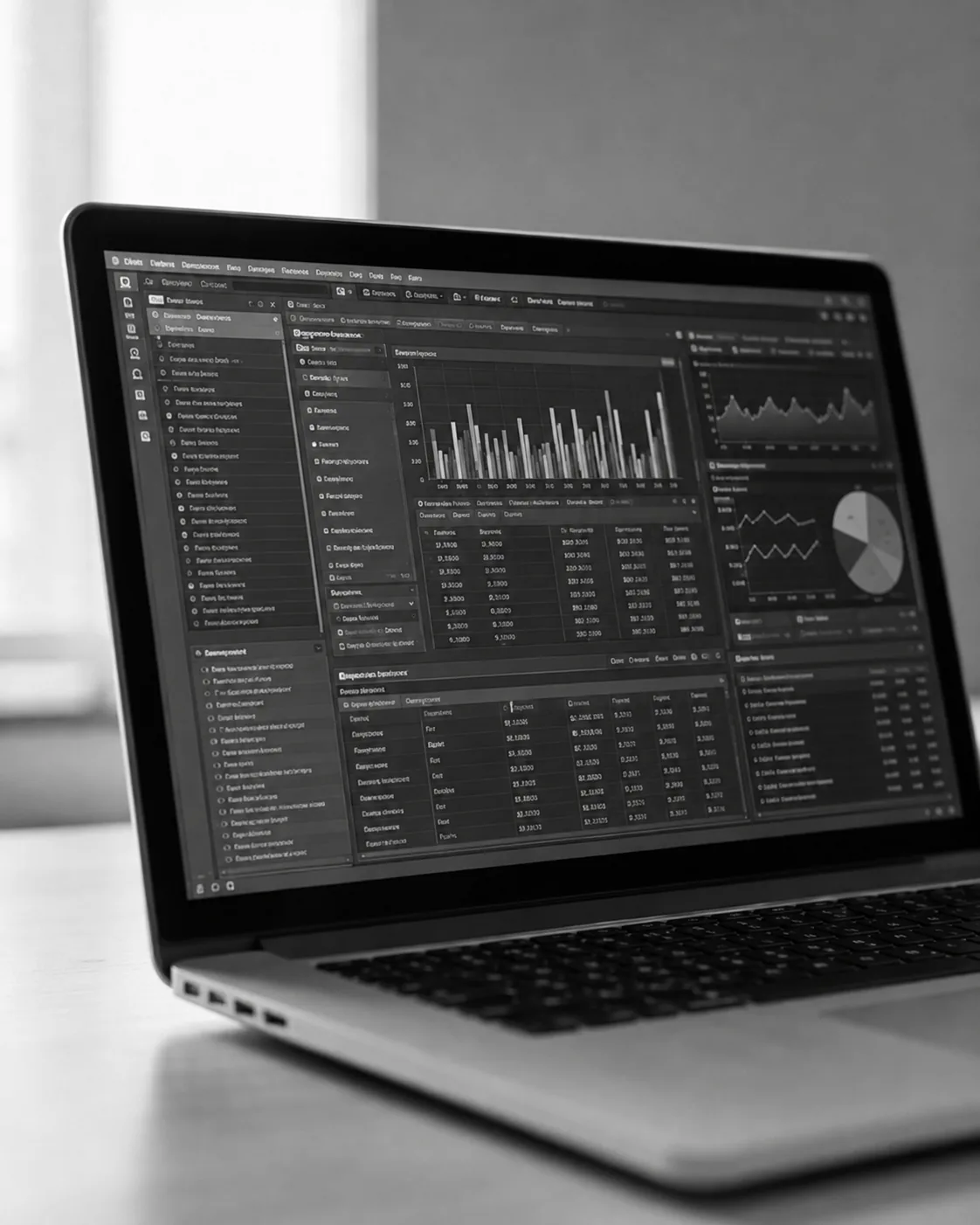 CRM с заявками на экране ноутбука